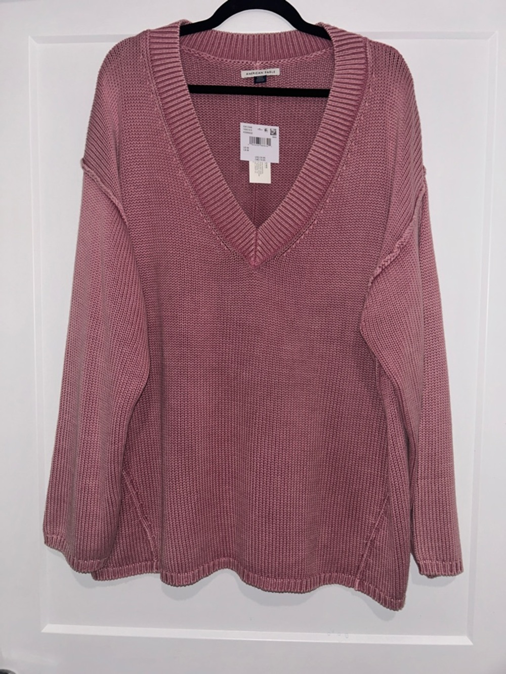 NWT American Eagle Oversized V-Neck Knit Sweater - Dusty Rose
